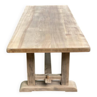 Renovated farmhouse dining table in raw solid wood 200cm 20th century