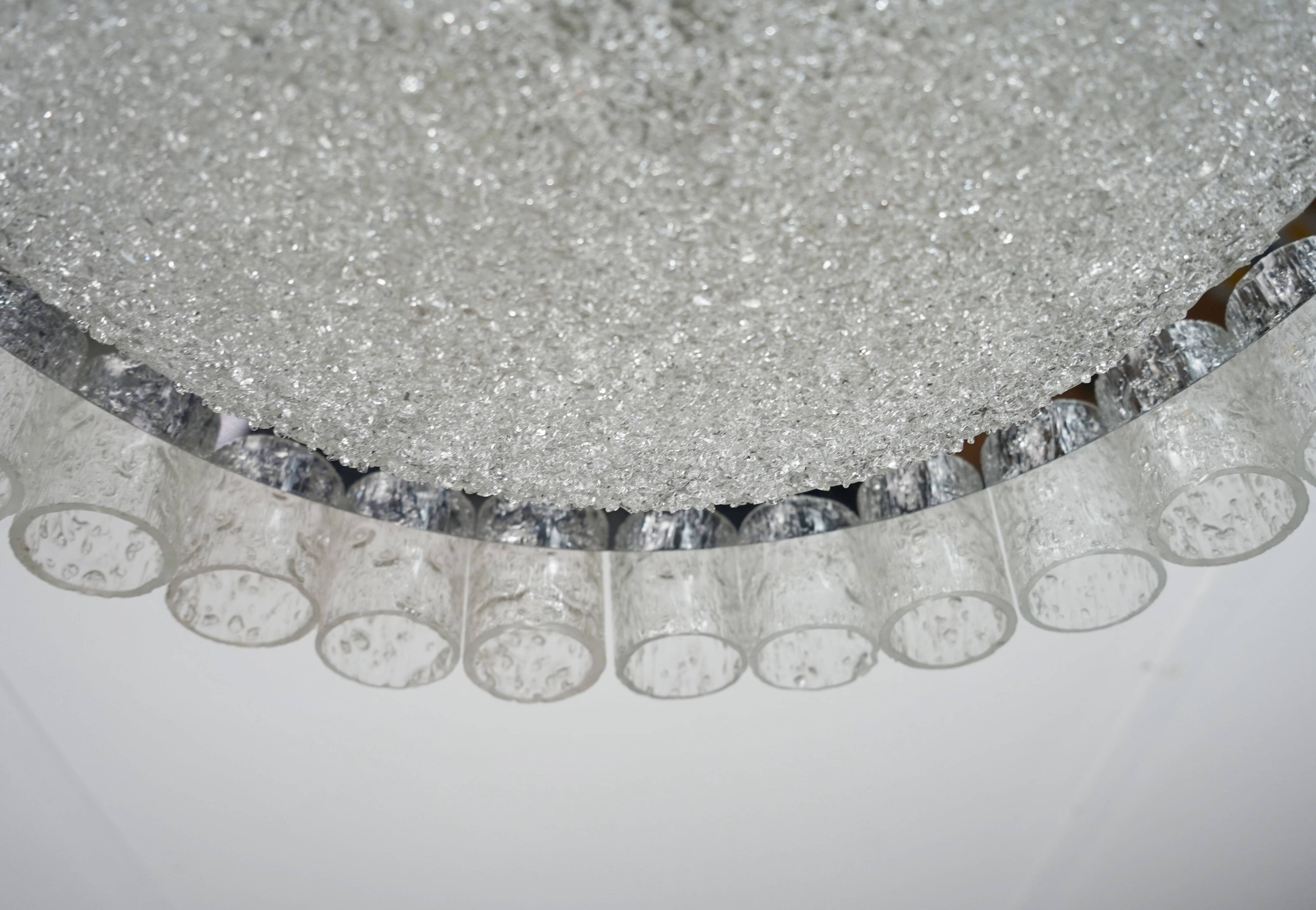60's mid century doria ice glass light ceiling fixture with 32 glass tubes
