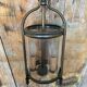 Ancienne suspension lanterne laiton 2 lumières + cylindre verre vintage