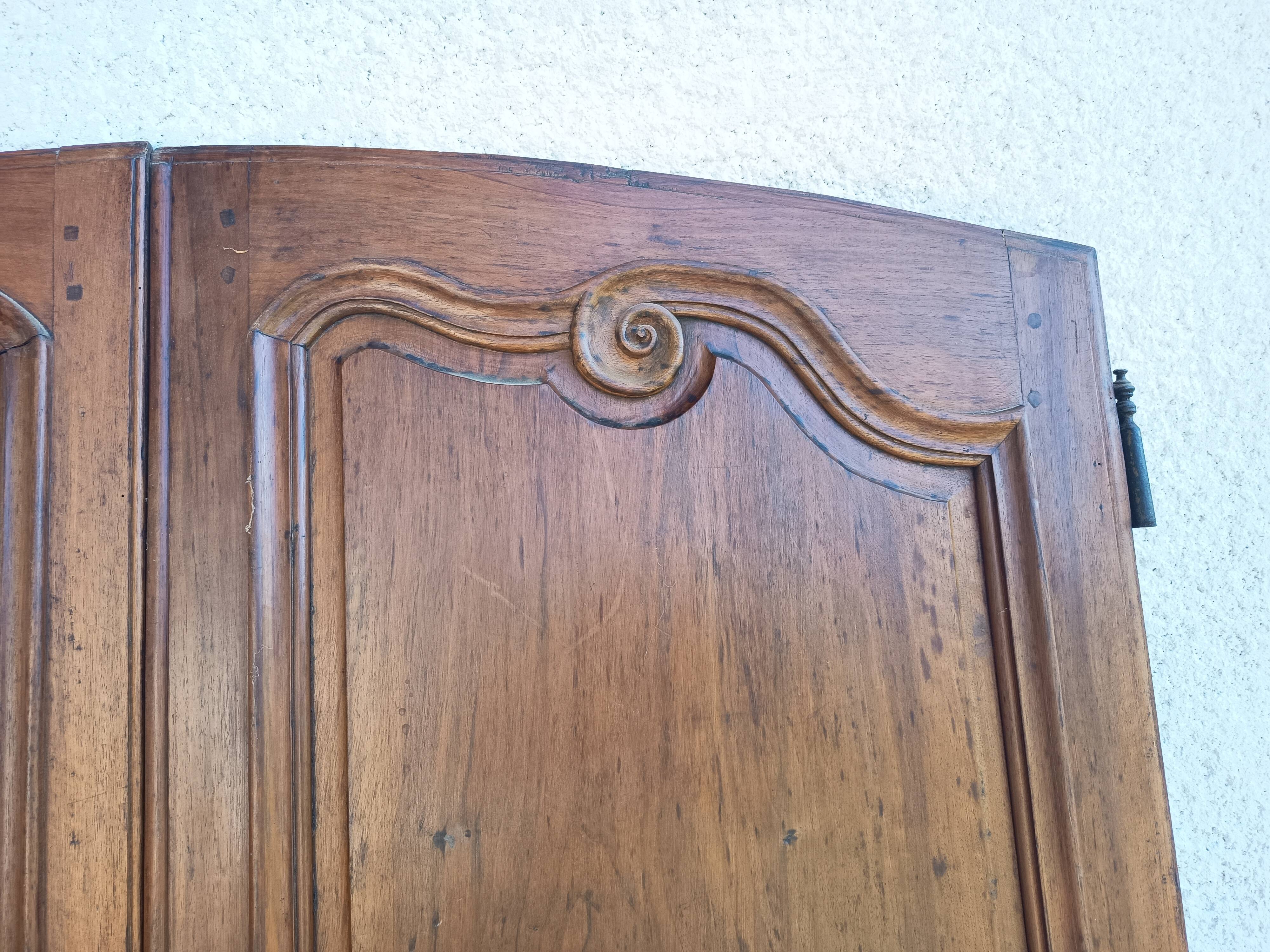 Louis XV walnut wardrobe doors
