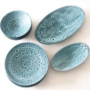 Service assiettes et plats fat lava bleu