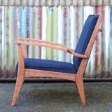 Blue armchair with Scandinavian lines, 50s/60s