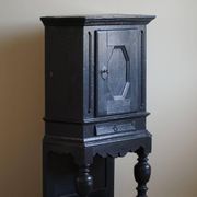 Antique black painted wardrobe from the 18th century by a Danish cabinetmaker, baroque.