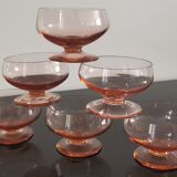 Set of 6 old standing cup in pink crystal