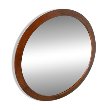 Vintage round mirror Aksel Kjersgaard, Danish teak design.
