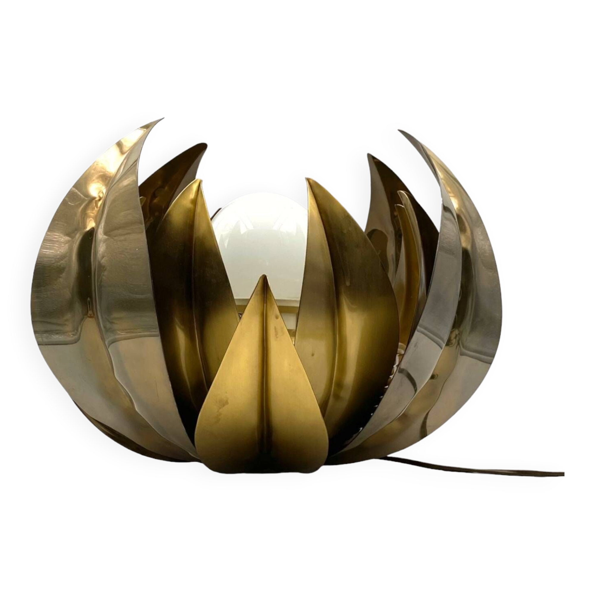 Lotus flower brass floor/table lamp, attr. Bottega Gadda, Italy, 1970