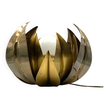 Lampadaire/lampe de table en laiton fleur de lotus, attr. Bottega Gadda, Italie, 1970