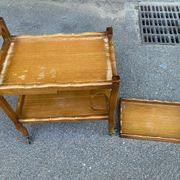 Vintage dessert bar trolley on wheels with removable tray