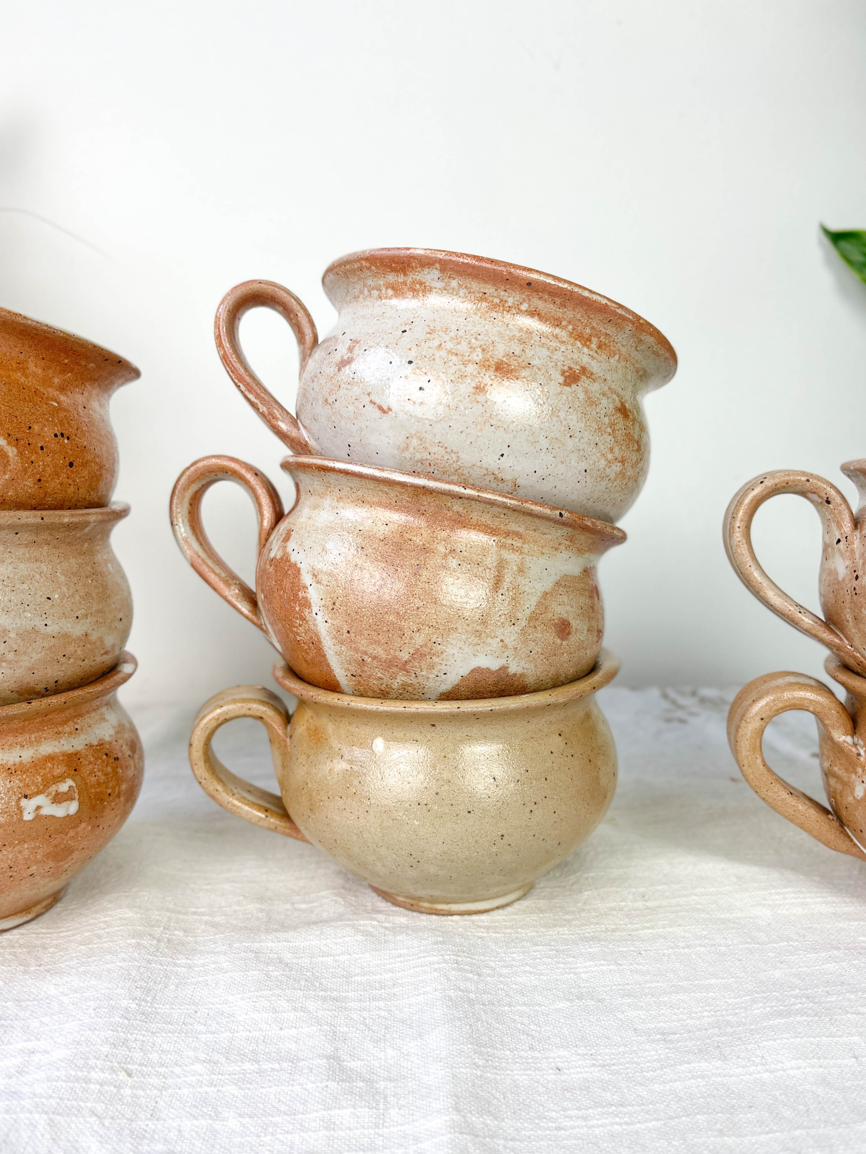 8 cups in vintage enamelled stoneware