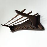 Vintage Wall Coat Rack of Solid Teak , 1960s | Two-tone Wood