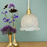 Vintage frosted glass tulip pendant light