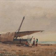 Bateau de pêche méditerranéen - Scène de plage
