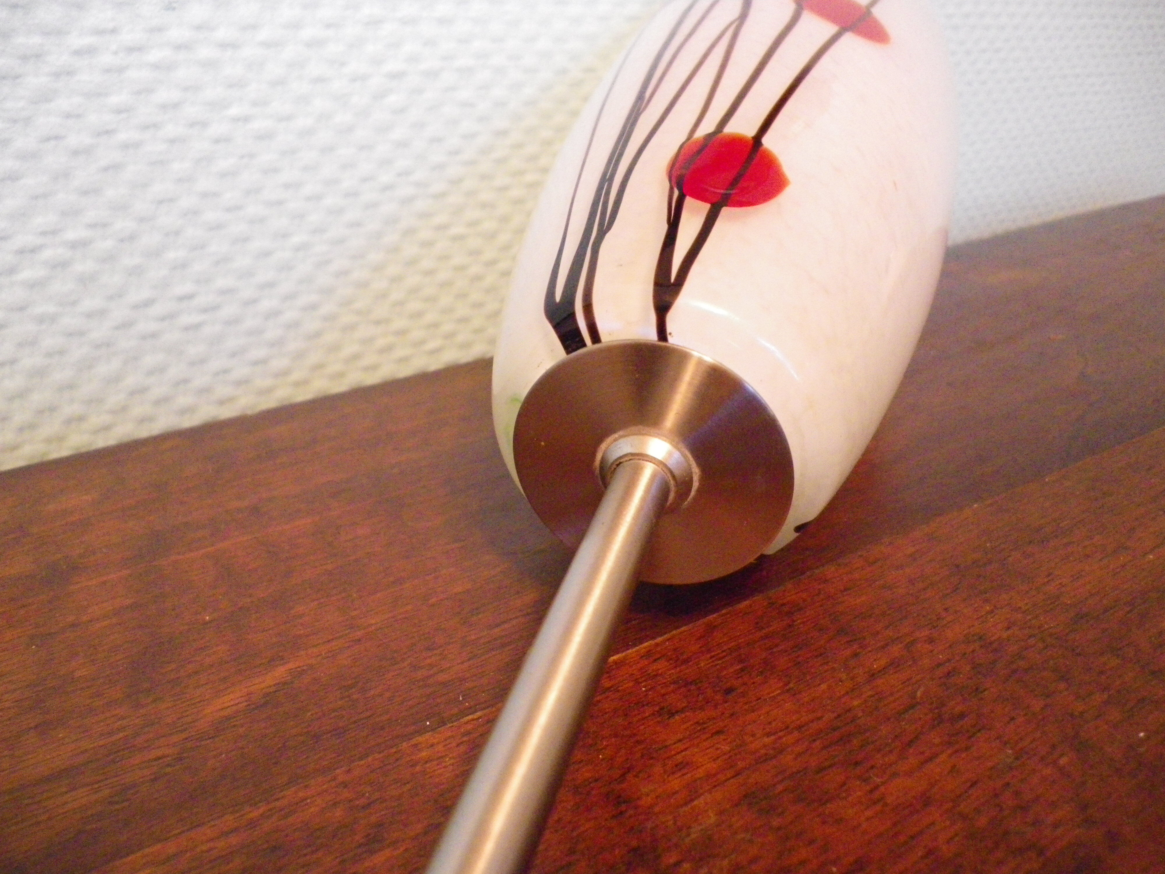 Art deco pendant lamp from the 70s, opaline, chrome metal