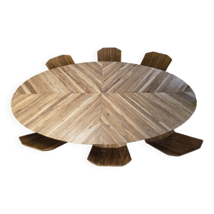 Table haute bois massif - tabourets