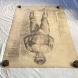 Large drawing of a man signed around 1943 pencil on paper dimensions: height -120cm-