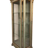 Vitrine en bois laqué bleu/vert, rechampi or, Italie XVIIIe-début XIXe