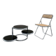 Articulated coffee table with 3 shelves, black glass and chrome, 1980