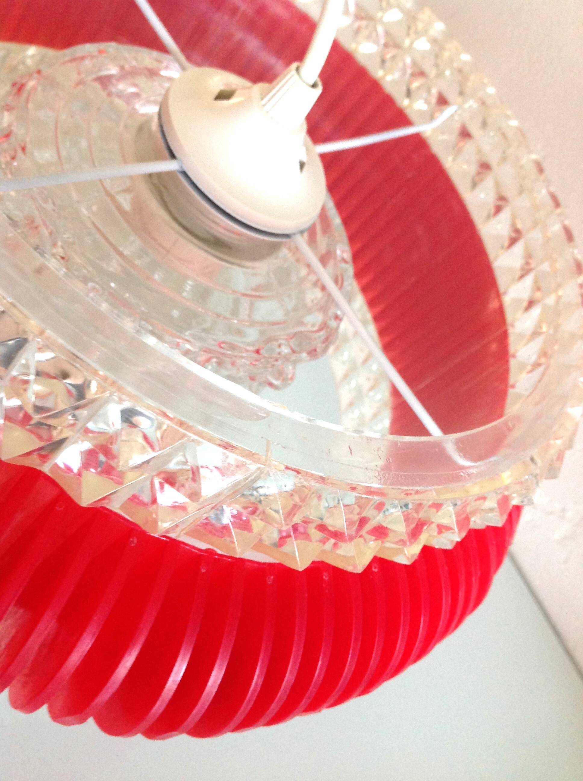 Suspension in glass and plexiglass with diamond points / vintage 60s-70s