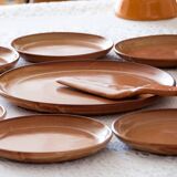 Handmade stoneware service signed Vallauris