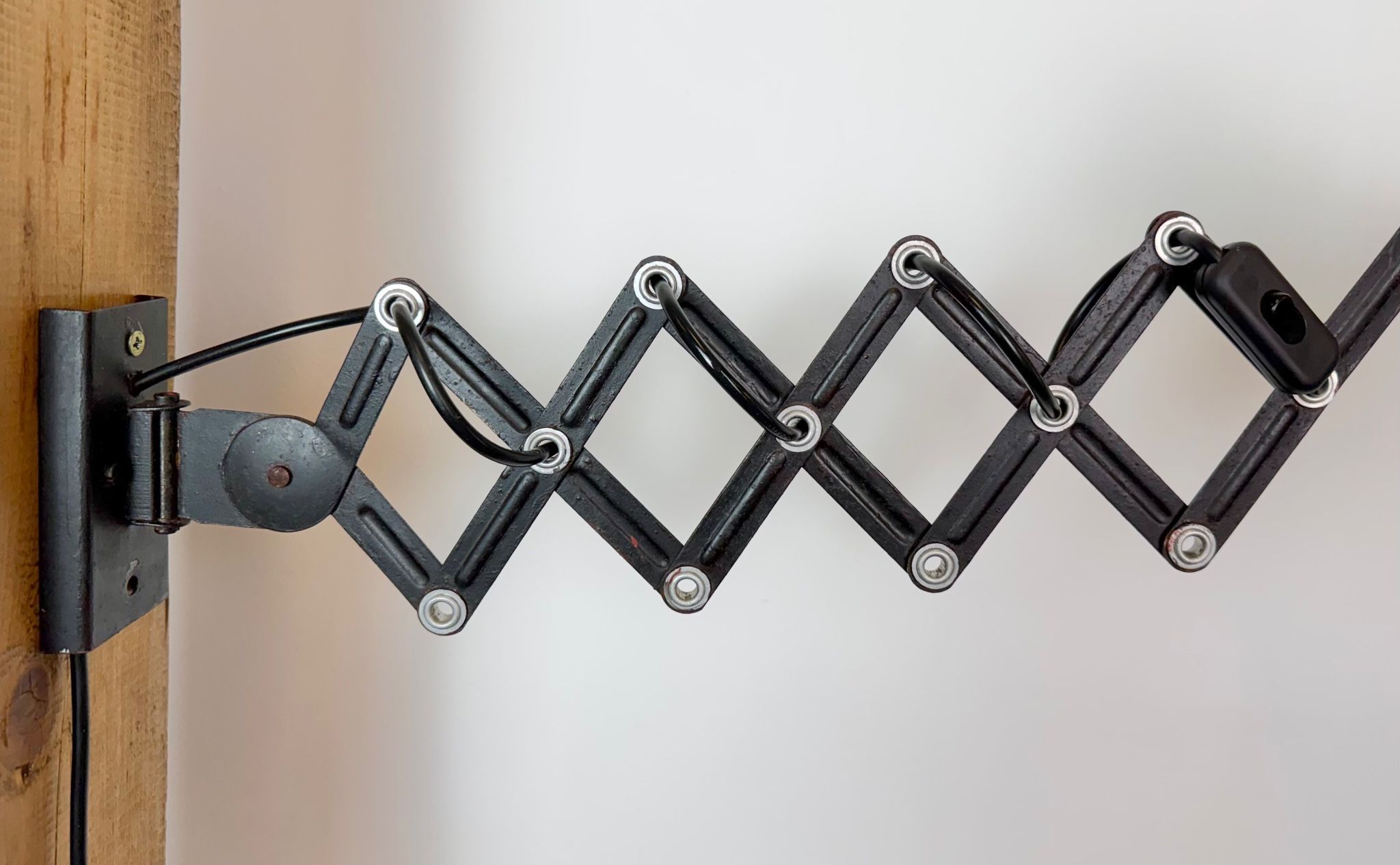 Industrial Black Scissor Wall Lamp, 1950s