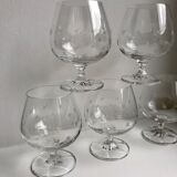 Set of 5 foot glasses engraved with stars 50s-60s