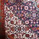 1940s vintage wool medallion rug, red and navy, 206 × 320 cm