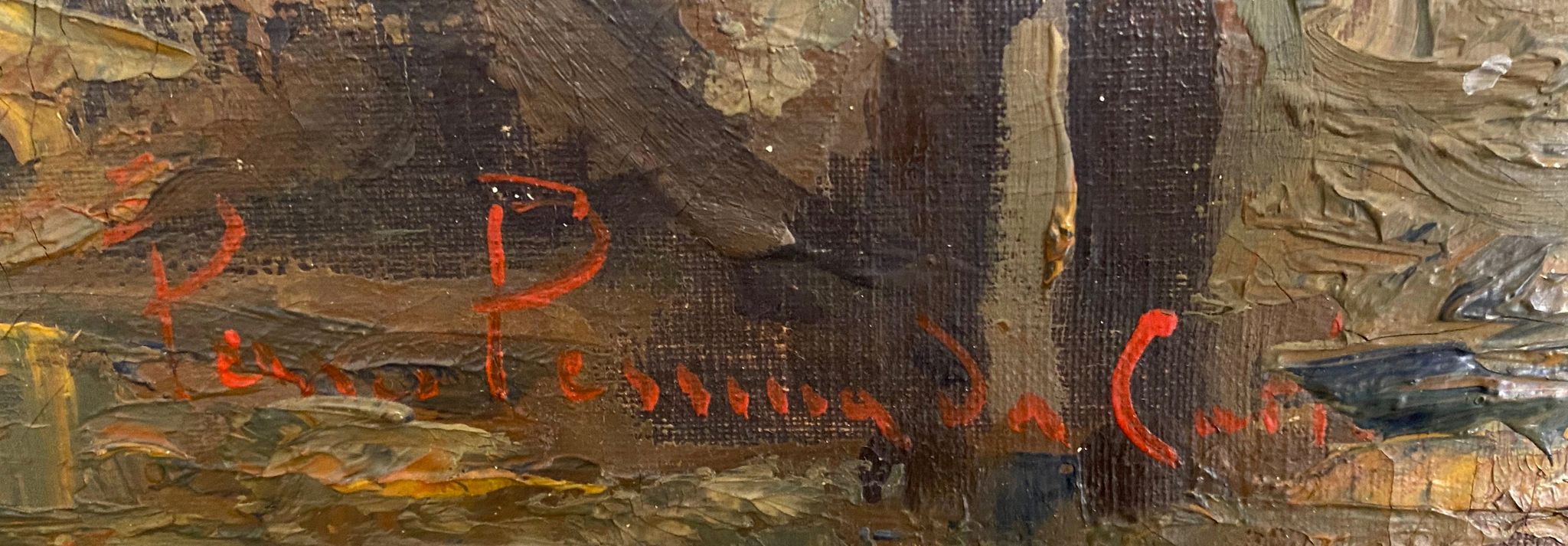 Hst painting "lake orta" cusio italy pino pessina da castanedo (1911 / 1991)