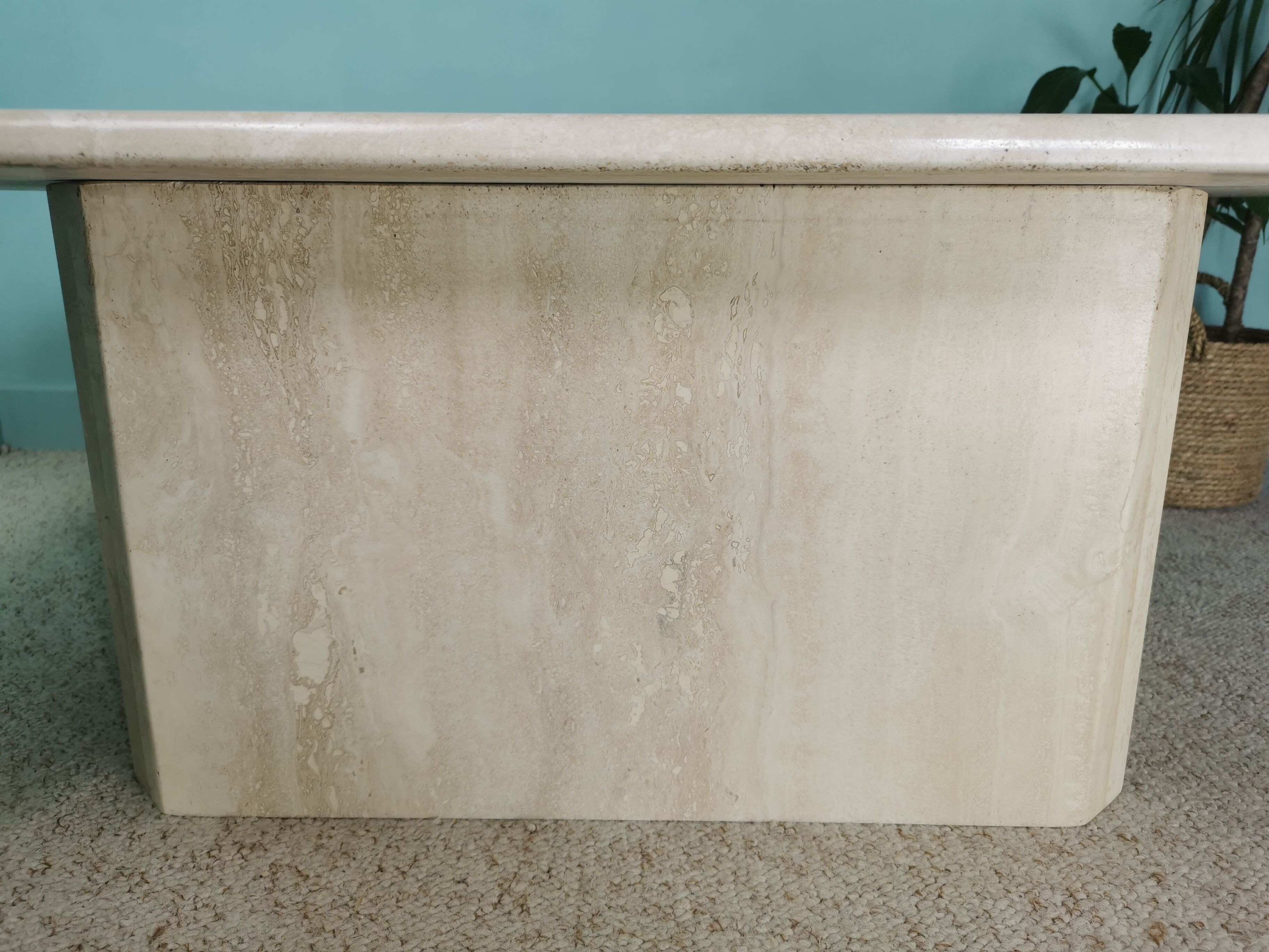 80's travertine coffee table