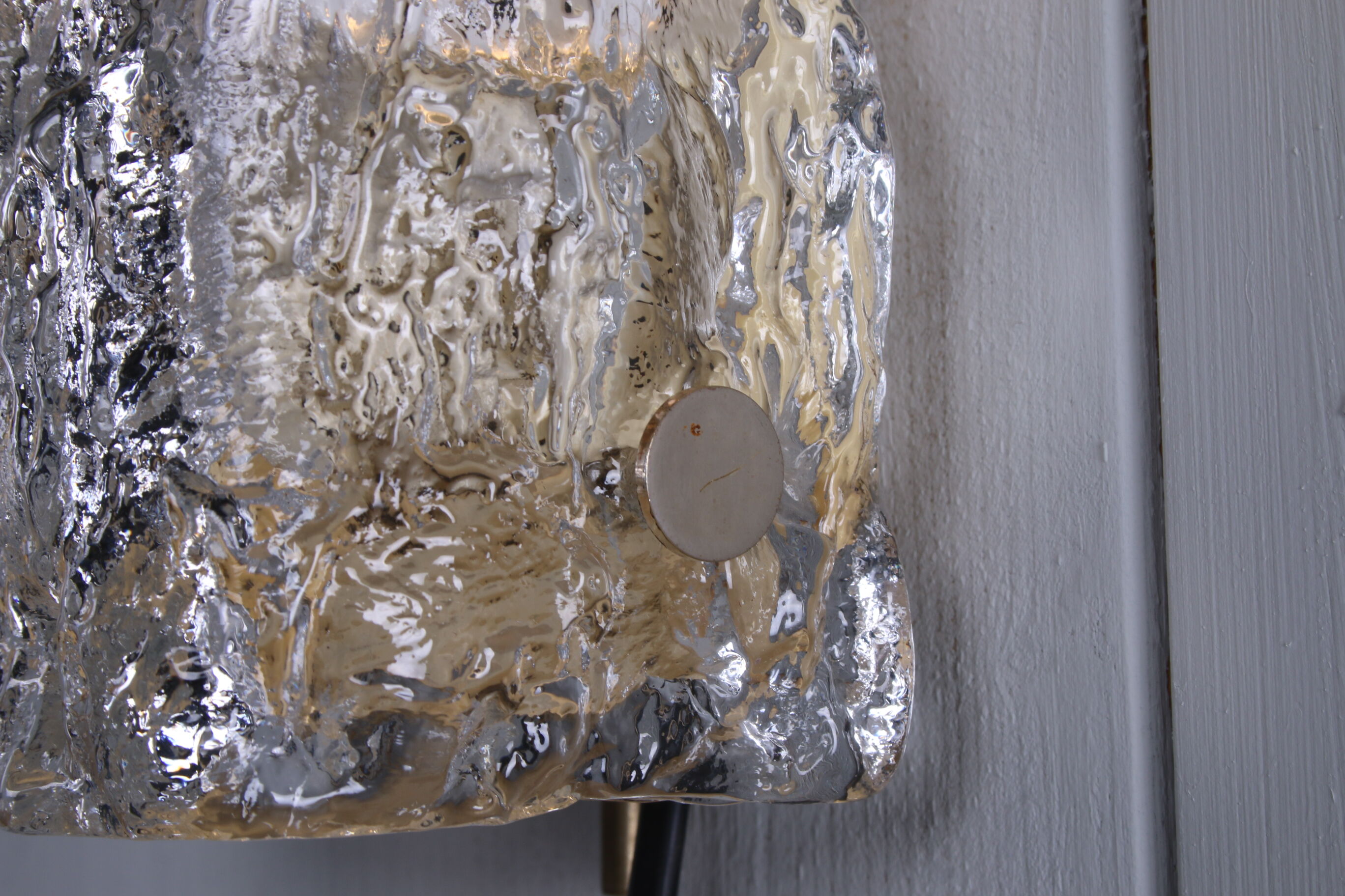 Elongated wall lamp by Kaiser Leuchten with double glass 1960s