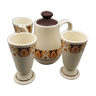 Coffee tea maker with 3 mugs cups Porcelain and fire Jet Nomar