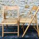 Set of 2 vintage folding chairs, rattan cane for Habitat, circa 70/80