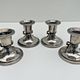 Set of 4 silver metal candle holders with gold bow - classic chic style