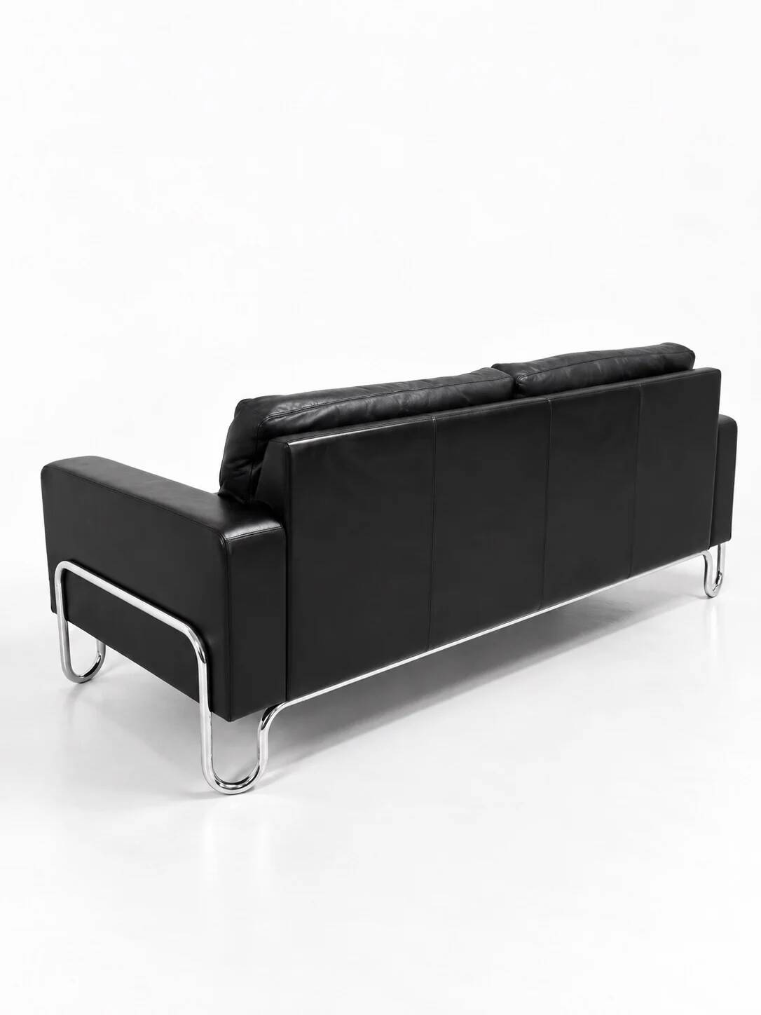 3-seater sofa W.H. Gispen for Dutch Originals, black leather and chrome