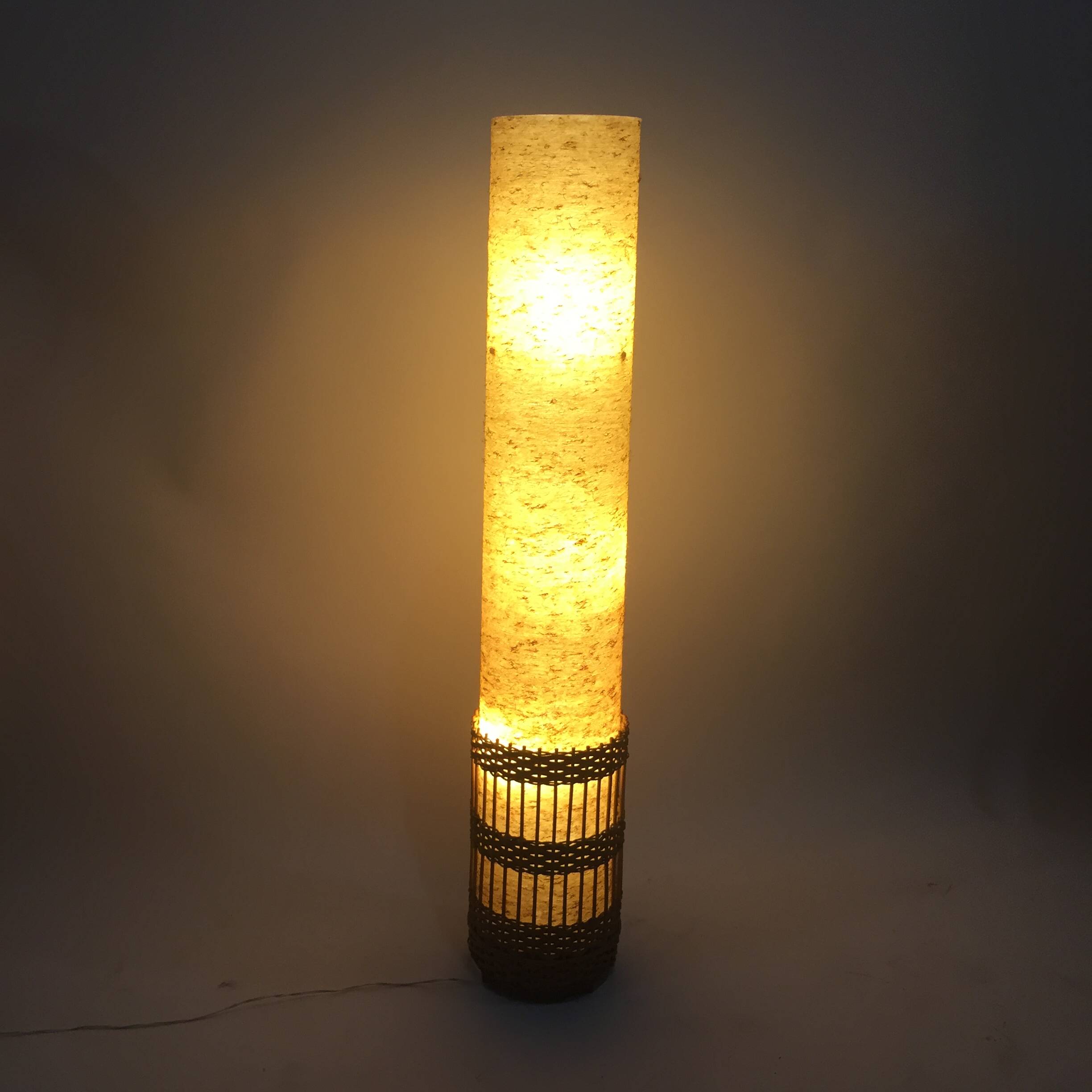 Fiberglass and rattan floor lamp