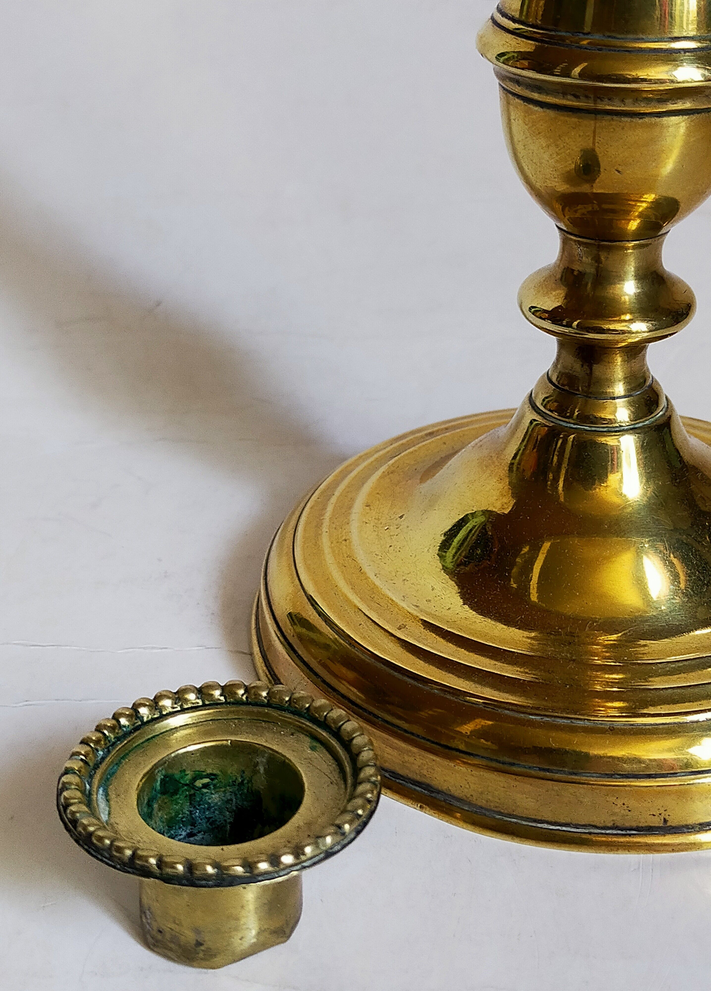 Old solid brass candle holder