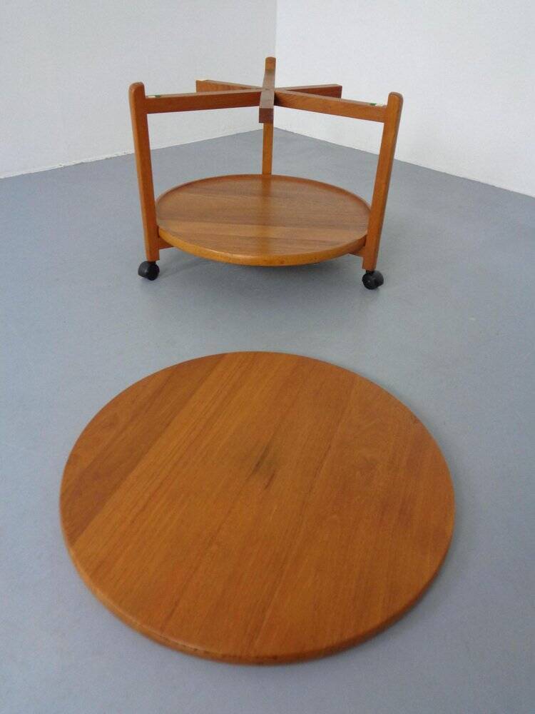 Danish Teak Bar Cart with Removable Tray, 1960s