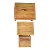 Mid century nest of 3 patinated bamboo tables, 1960s