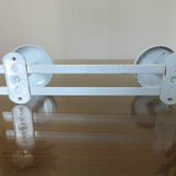 Wall coat rack in white lacquered metal 2 hooks 70s