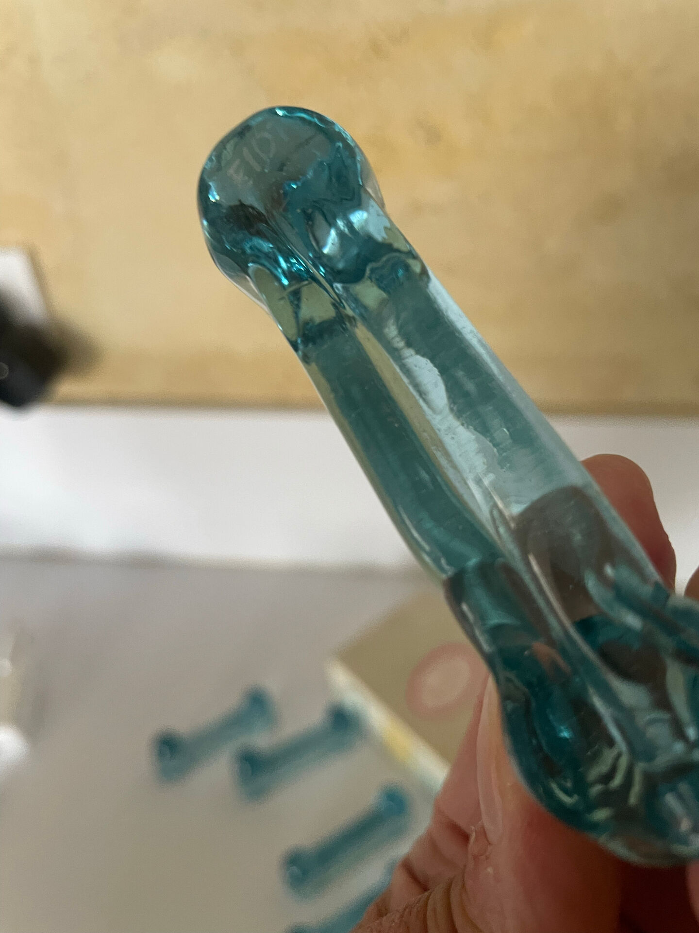 6 porte-couteaux bleus verrerie de Biot