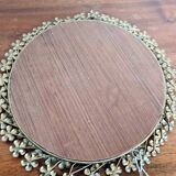 Vintage round mirror in gold metal circa 1950