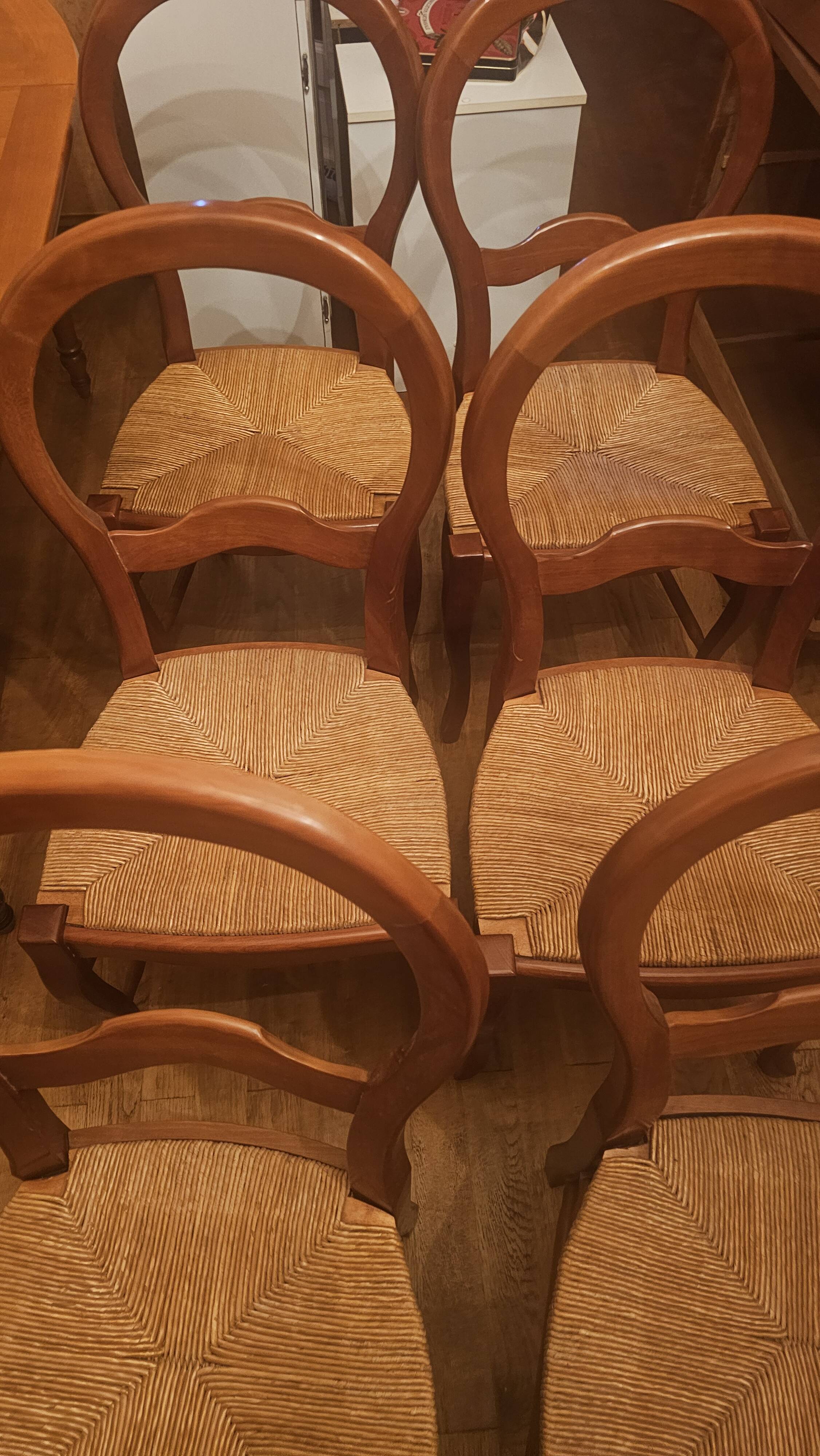 Set of 6 Louis-Philippe style chairs with a banded backrest.
