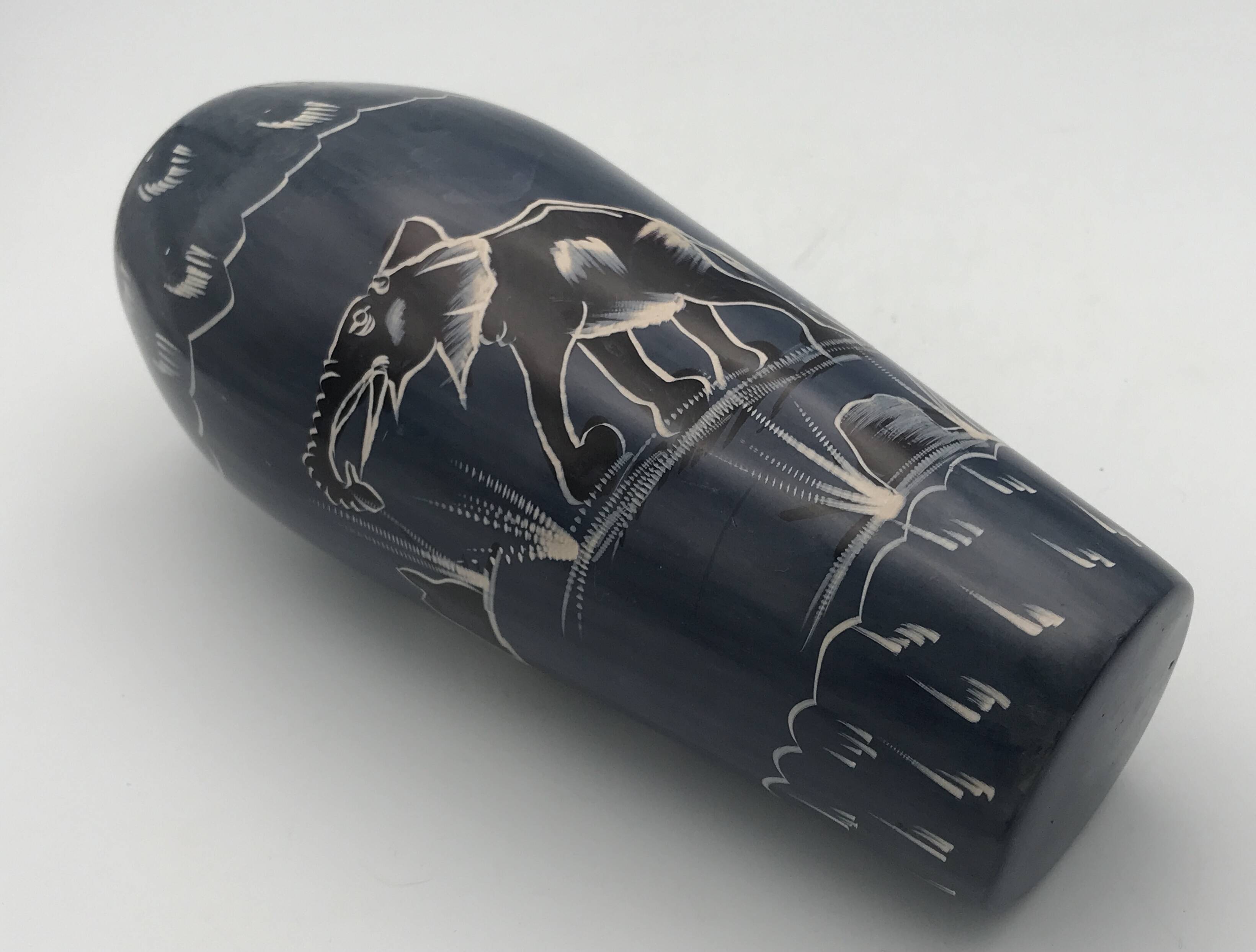 Soapstone soliflore vase, hand carved and painted in africa