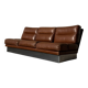 Three-seater canapé in brushed aluminium and brown leather, France, 1970.