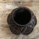 Old art deco vintage brown enameled cast iron plant pot