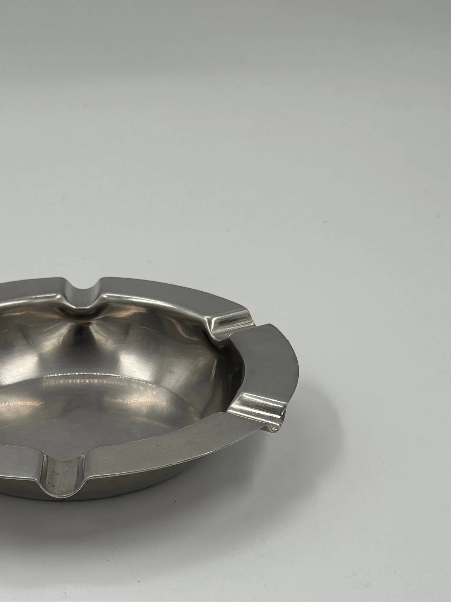 Vintage round ashtray in stainless steel