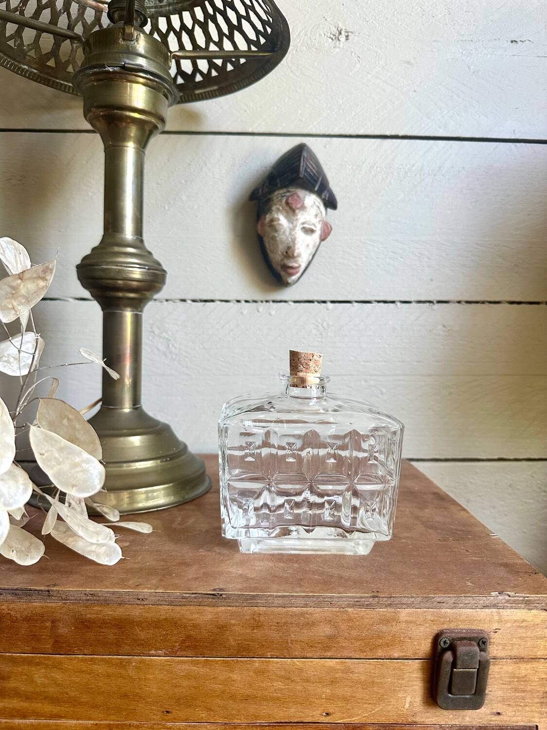 Old glass and cork bottle
