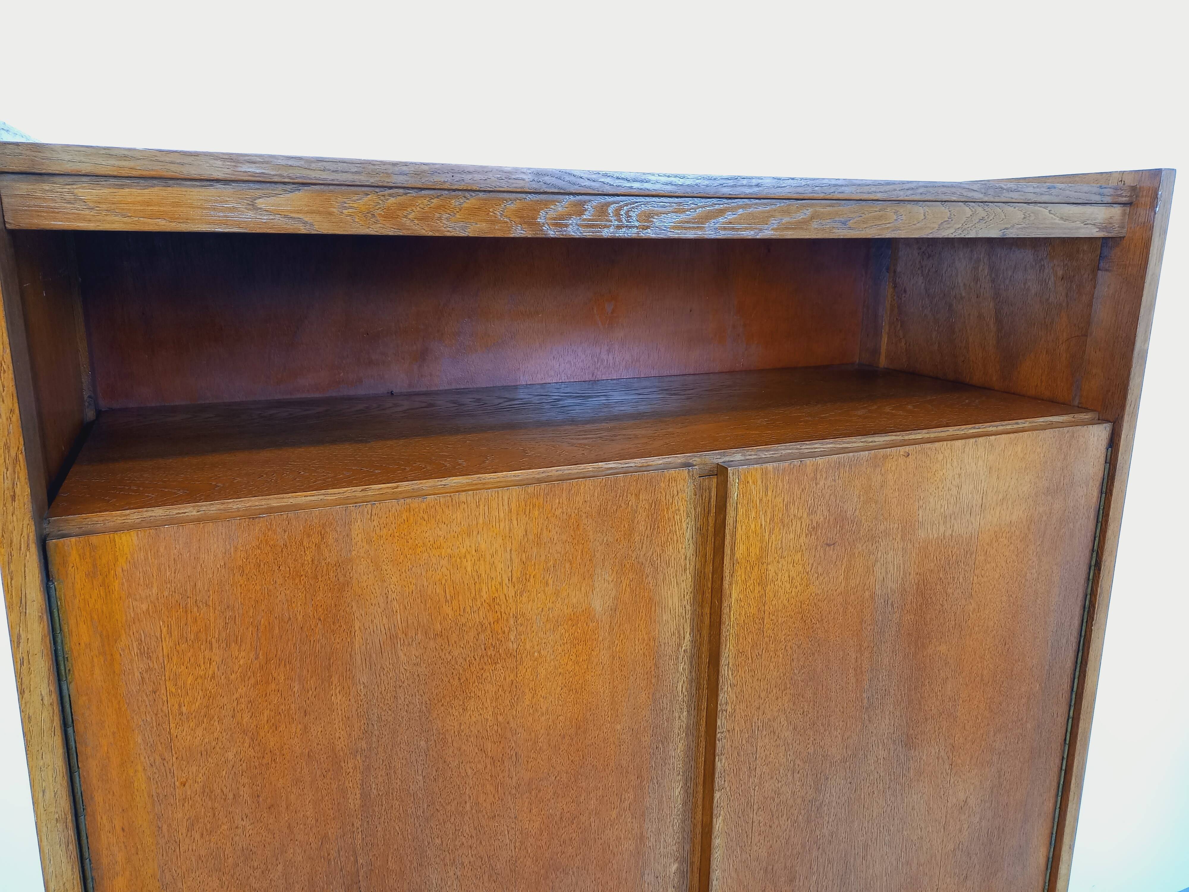 Small vintage oak wood cabinet from the 60s
