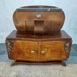 Art deco bedside table, black marble