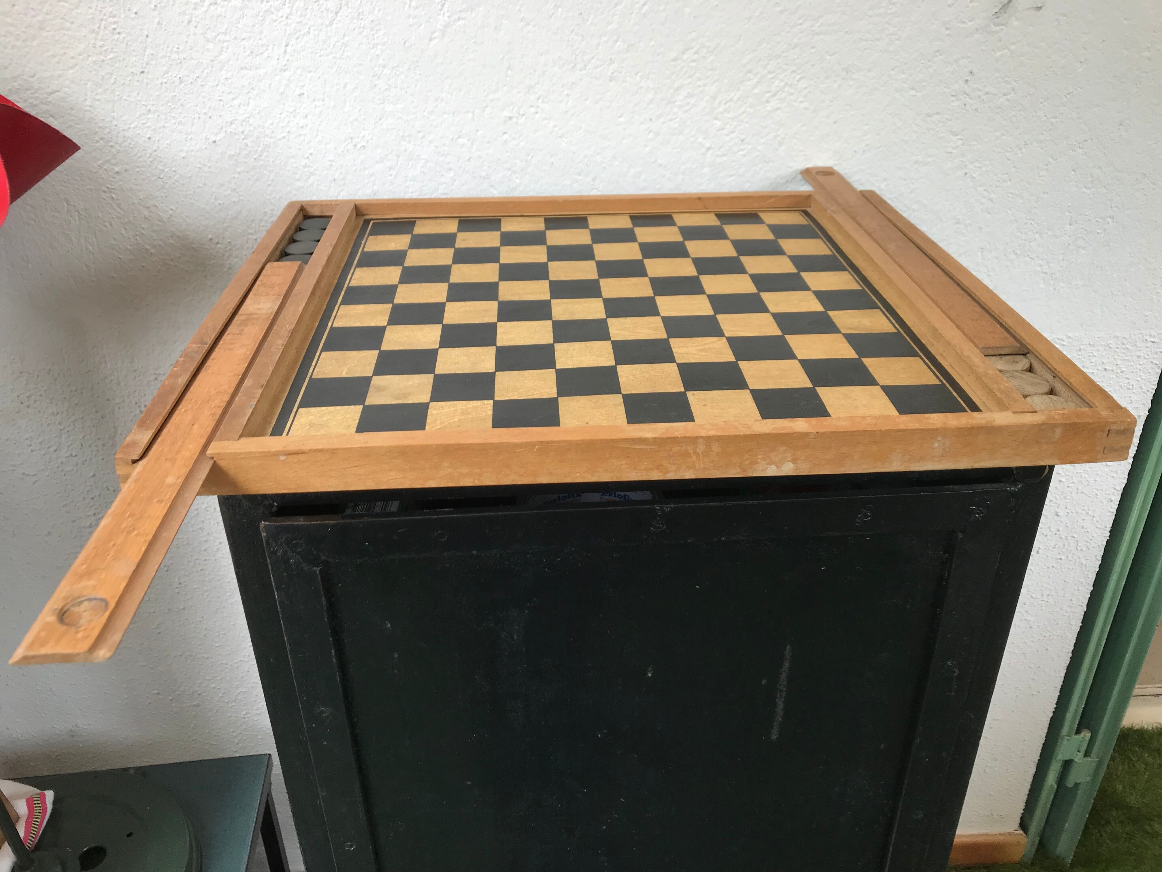Ancien plateau jeu &chec & jeu de l’oie bois