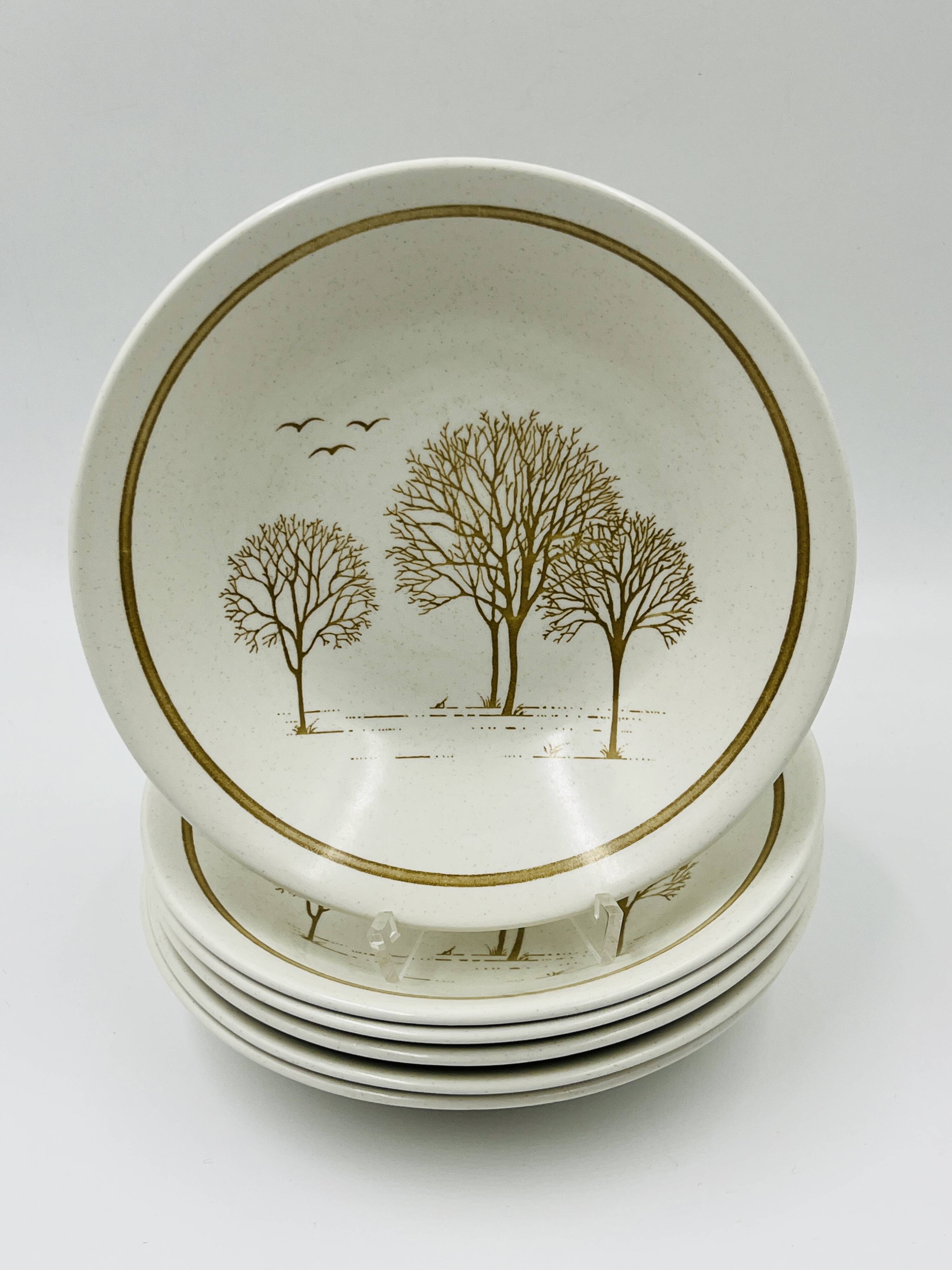 Lot 6 Deep Plates Churchill Homespun Trees